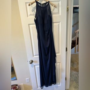 Full length Navy Blue Bridesmaid Dress